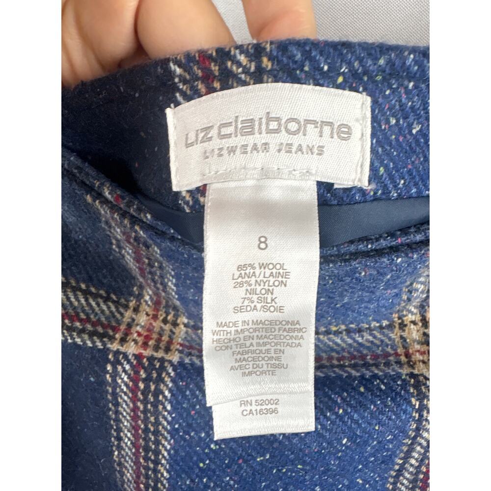 Women’s Liz Claiborne Size 8 Blue Plaid Skirt - Picture 4 of 4